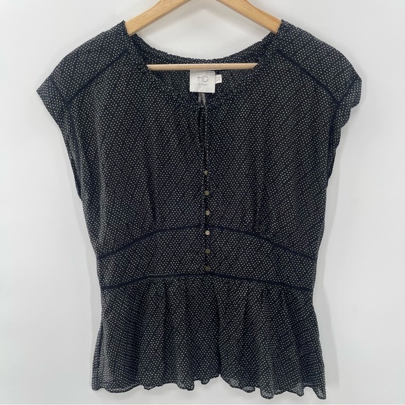 Anthologie HD in Paris Polka Dot Retro Style Button & Tie Blouse Size 8 - Picture 2 of 11